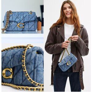 NEW WITH TAGS!!  AUTHENTIC COACH QUILTED DENIM TABBY 20 SHOULDER BAG/CROSSBODY